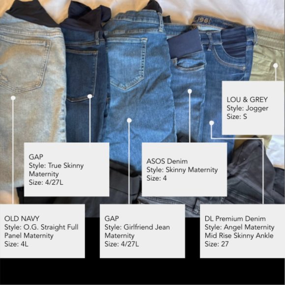 (10) Pairs of Maternity Jeans/Pants GAP, LOU & GREY, Old Navy, ASOS, DL Premium - Picture 2 of 8